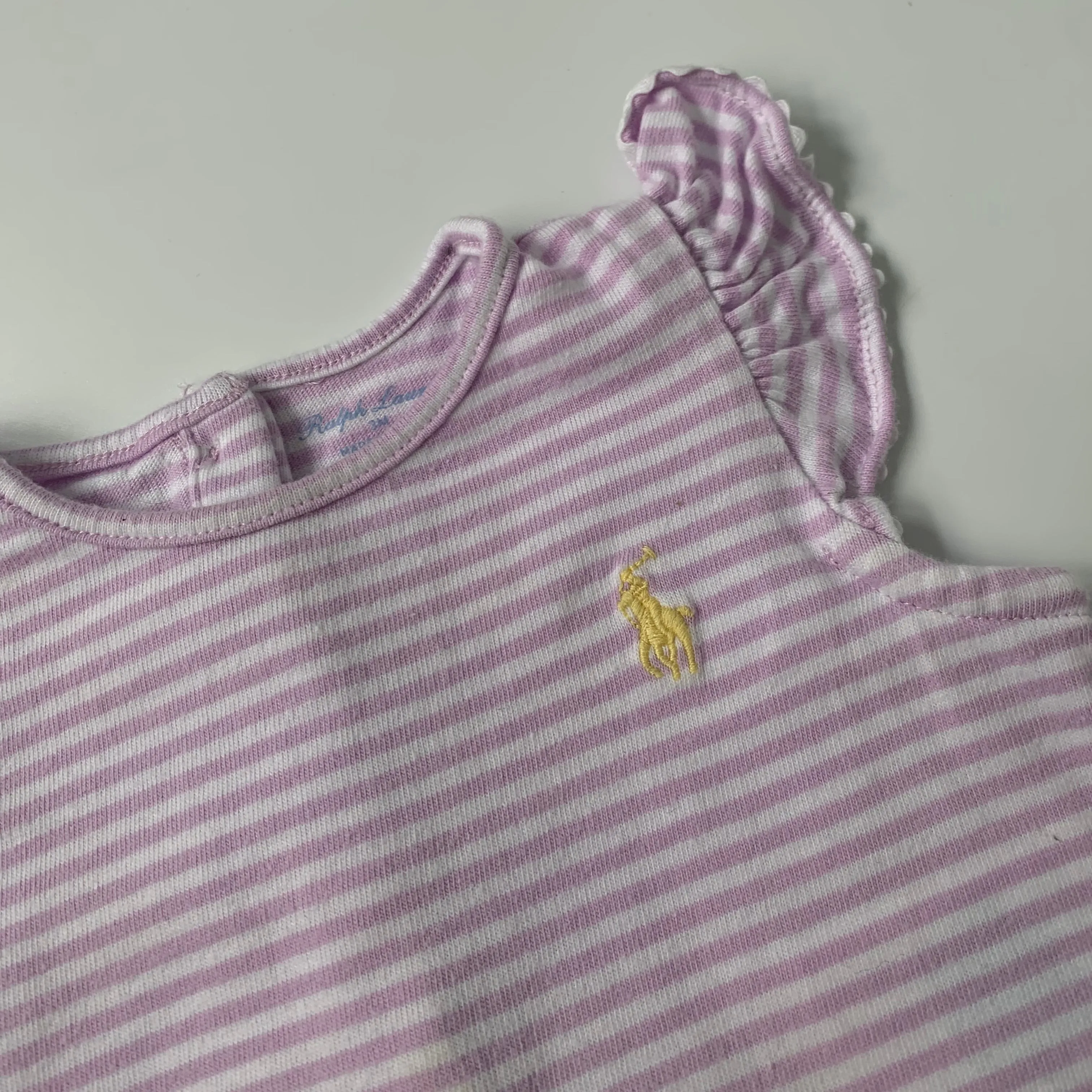 Ralph Lauren Lilac Stripe Bodysuit With Floral: 3 Months