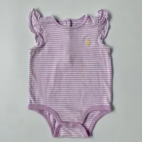 Ralph Lauren Lilac Stripe Bodysuit With Floral: 3 Months