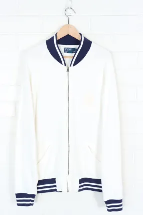 RALPH LAUREN POLO Off White Full Zip Embroidered Sweatshirt (L)