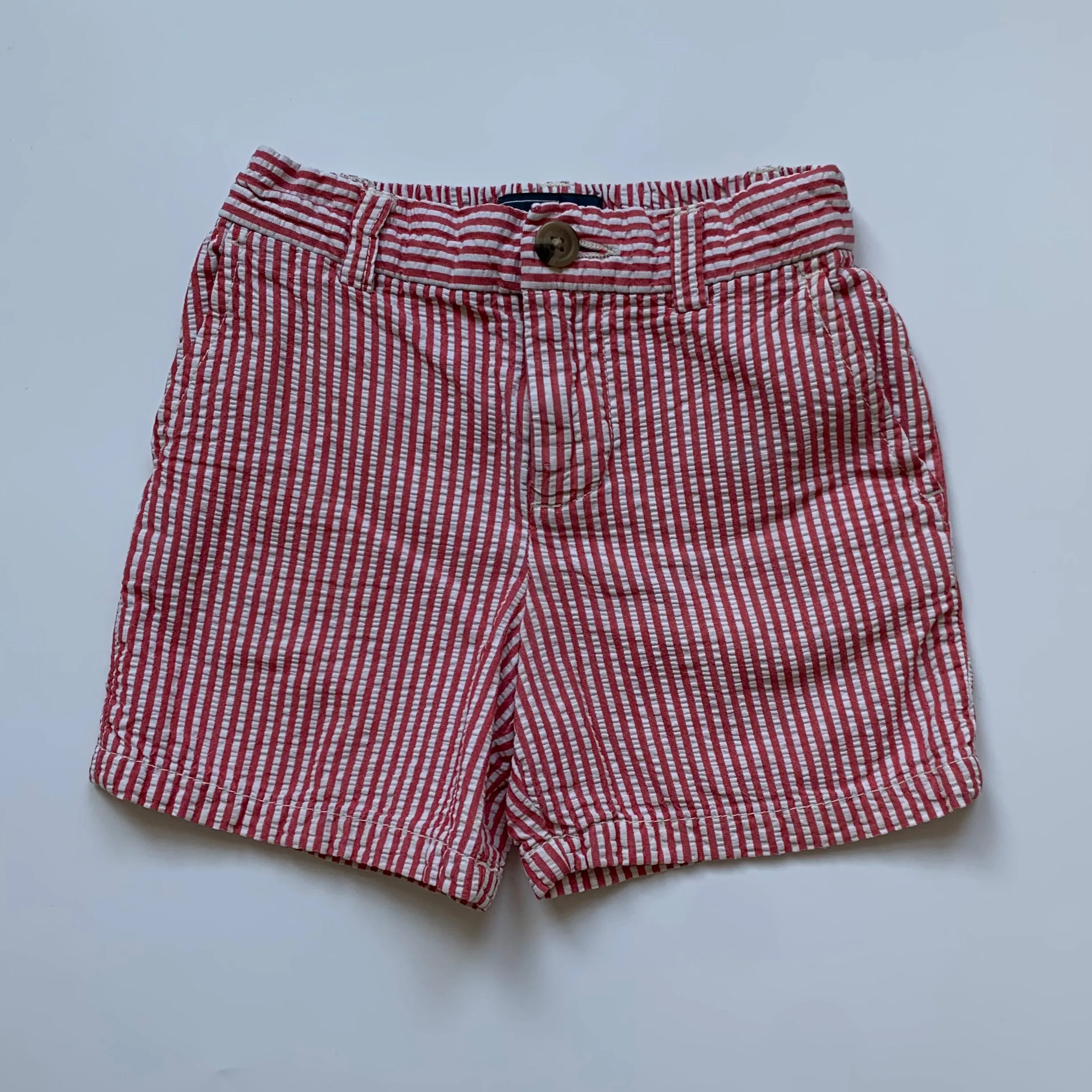 Ralph Lauren Red And White Seersucker Shorts: 12 Months