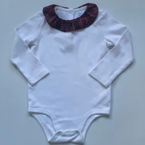 Ralph Lauren White Bodysuit With Tartan Collar: 12 Months