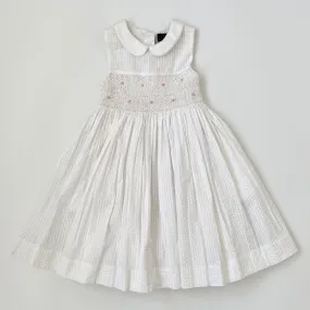 Ralph Lauren White Seersucker Embroidered Dress: 4 Years