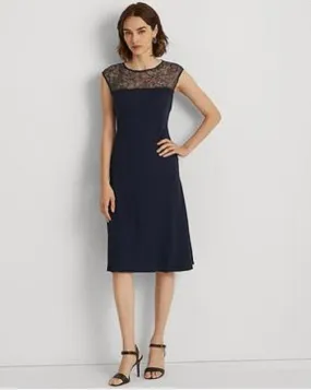 Ralph Lauren Women's Georgette Sleeveless Cocktail Dress Blue Size 4