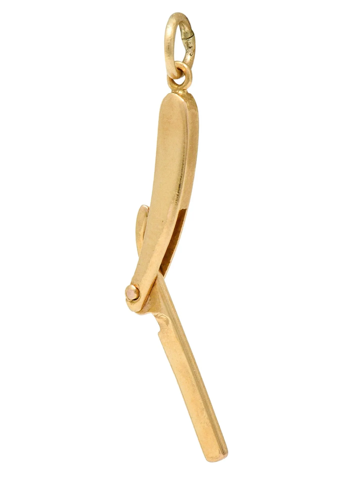 Retro 14 Karat Rose Gold Straight Razor Charm