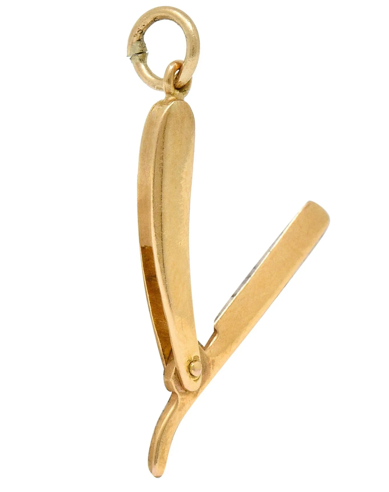 Retro 14 Karat Rose Gold Straight Razor Charm