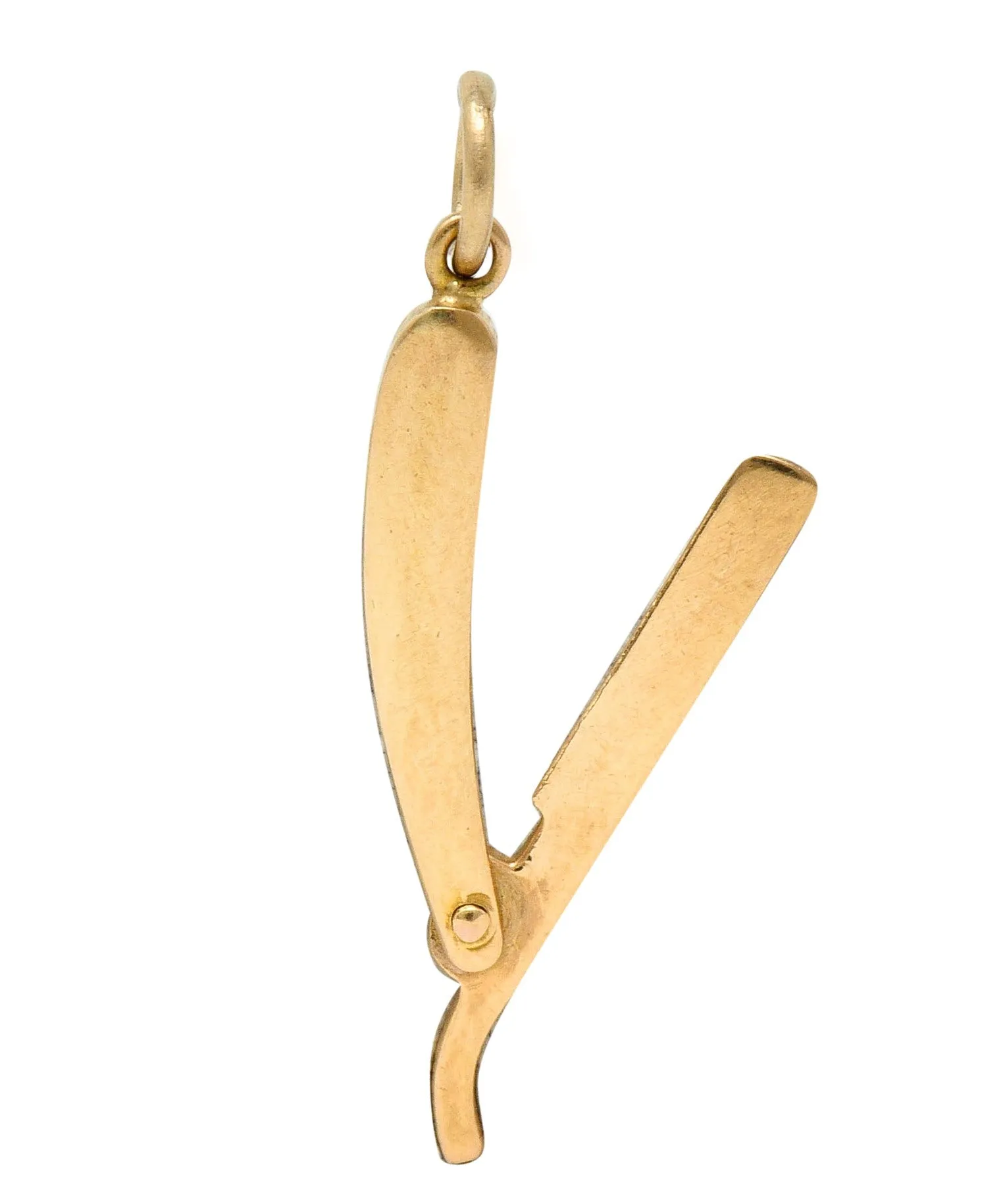 Retro 14 Karat Rose Gold Straight Razor Charm