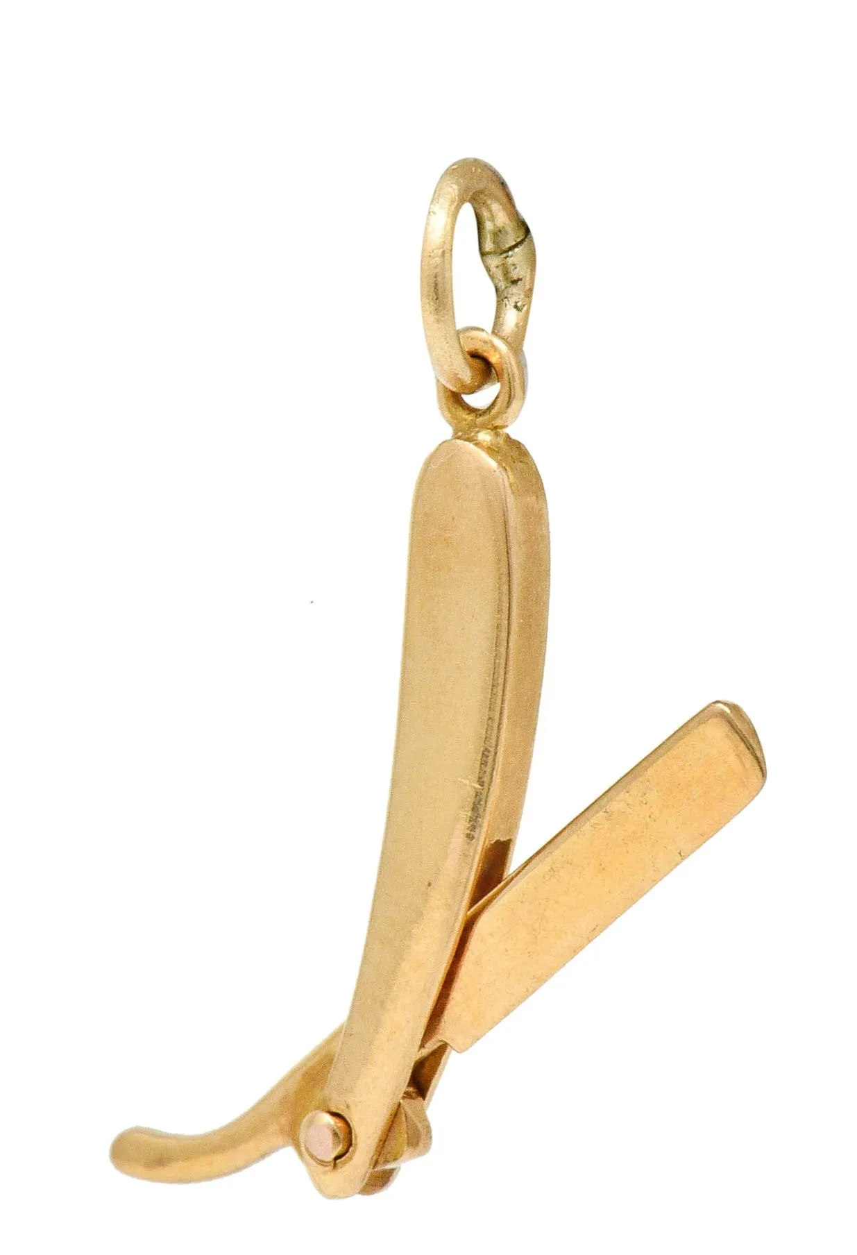 Retro 14 Karat Rose Gold Straight Razor Charm