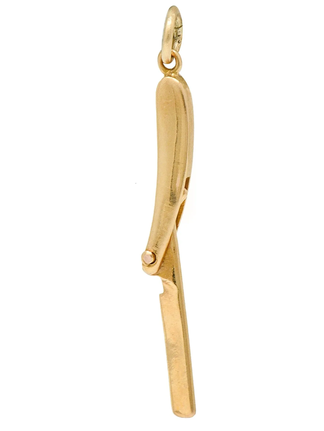 Retro 14 Karat Rose Gold Straight Razor Charm