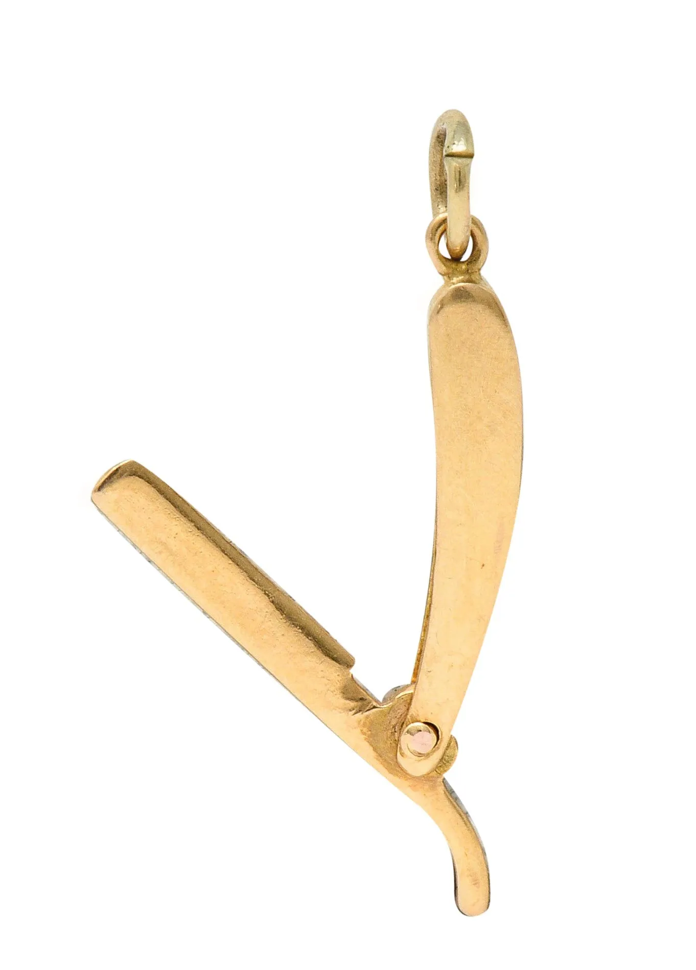 Retro 14 Karat Rose Gold Straight Razor Charm