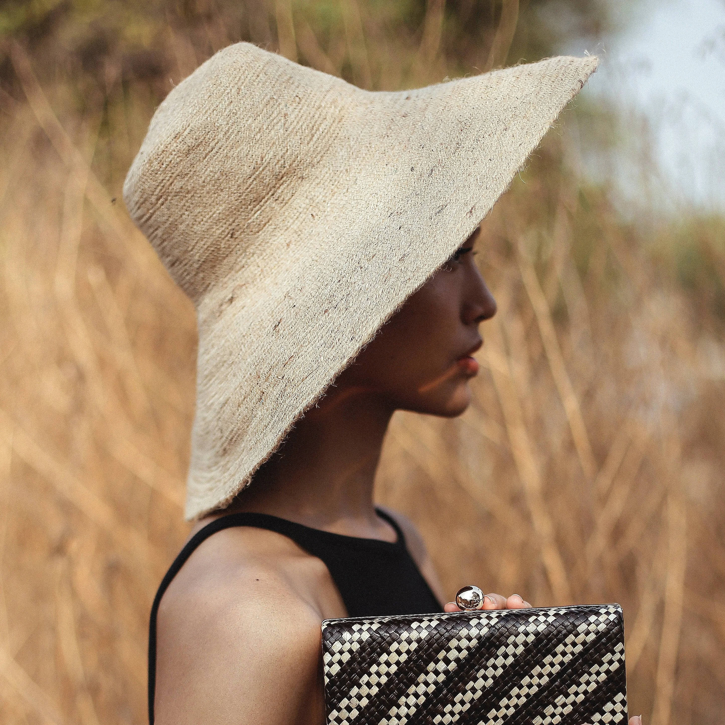 RIRI Jute Straw Hat, in Nude Beige