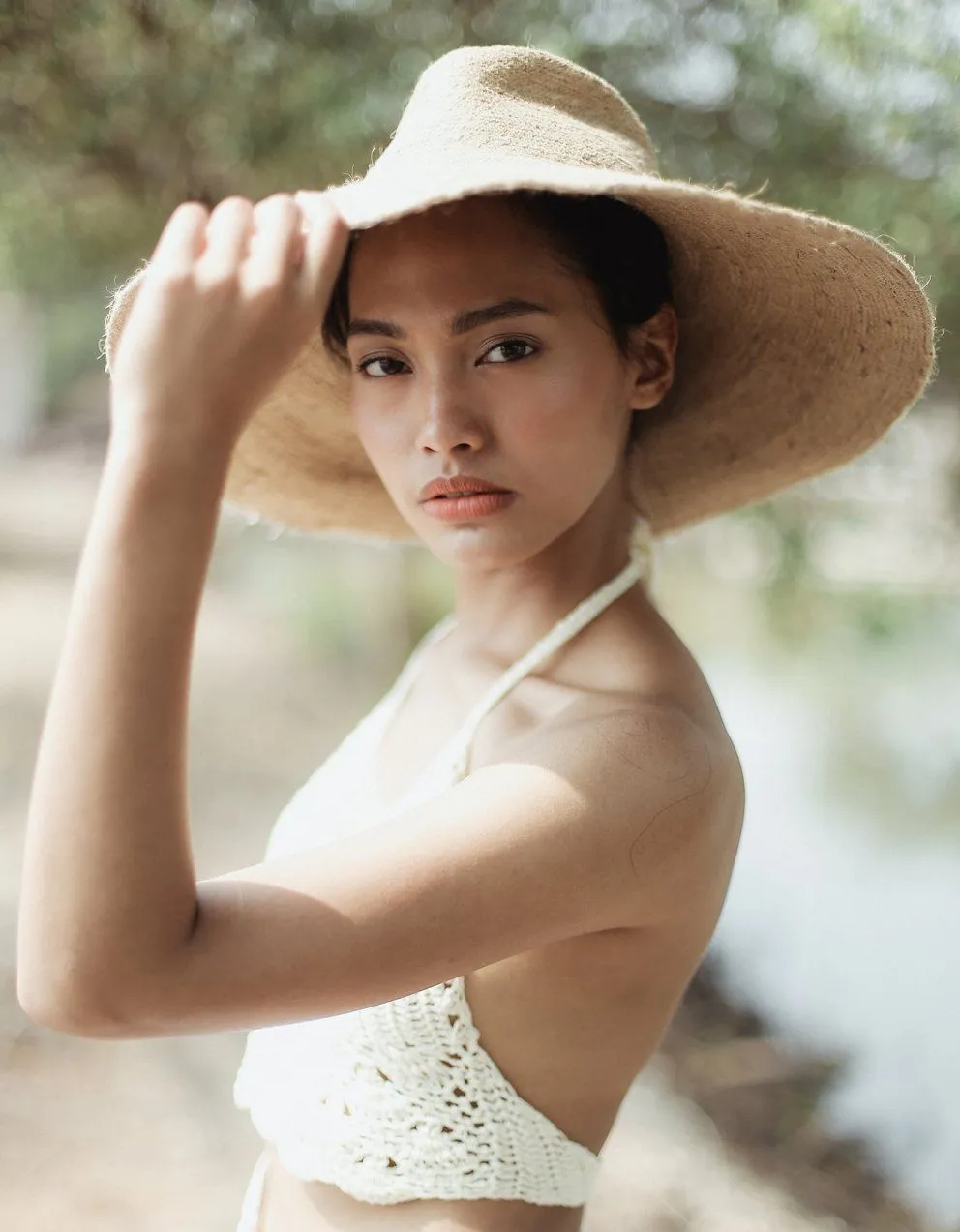 RIRI Jute Straw Hat, in Nude Beige