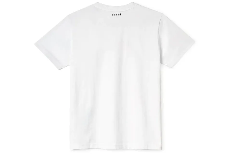 sacai  |KAWS Sacai Flock Print T-shirt White Short Sleeves