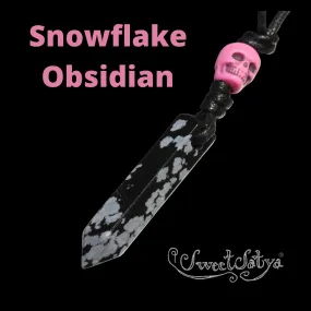 Snowflake Obsidian and Pink Skull