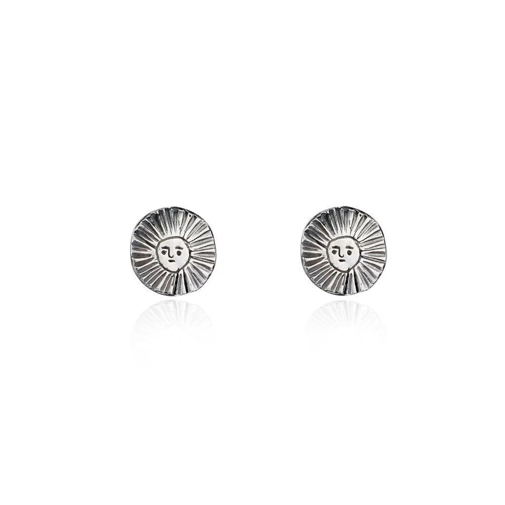 Sun Disc Stud Earrings