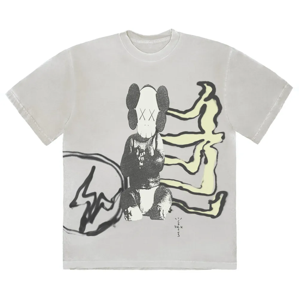 Travis Scott Cactus Jack + Kaws For Fragment Aged Yellow Tee